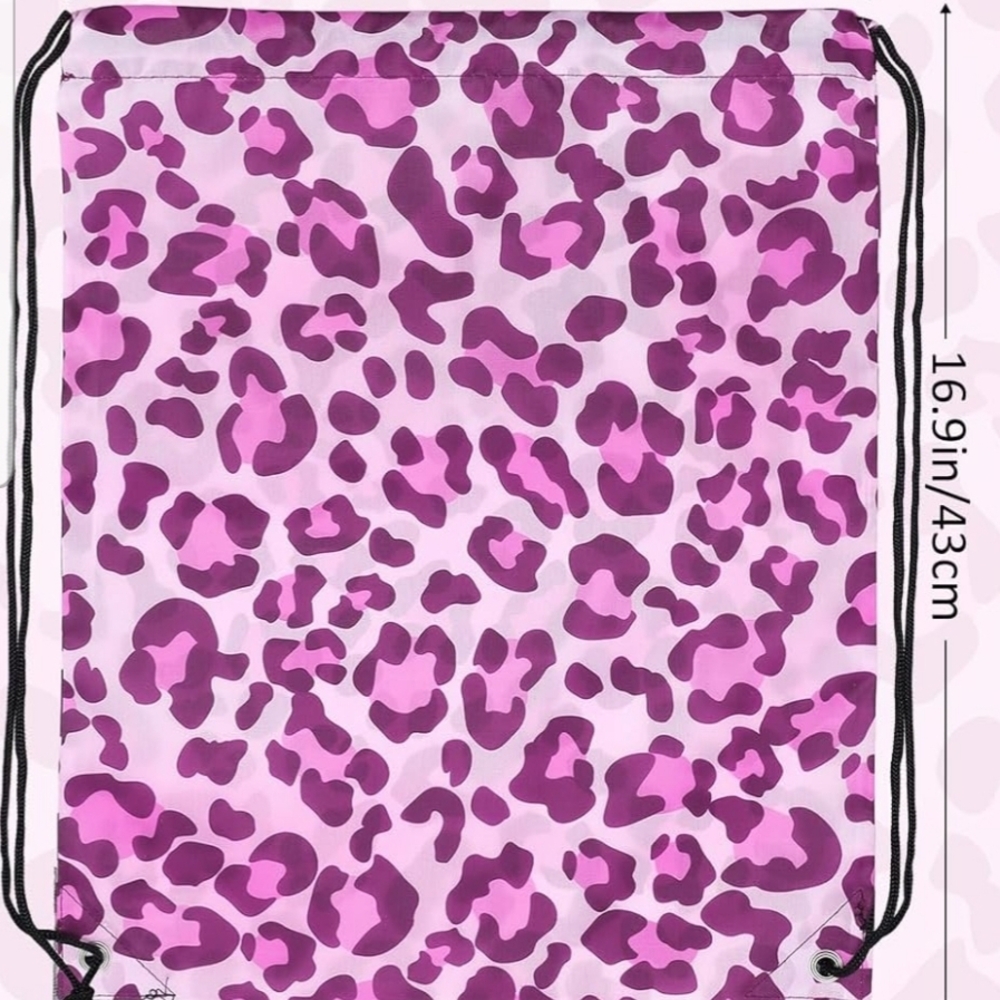 - Pink Leopard Print Drawstring Bag - Picture 4 of 4